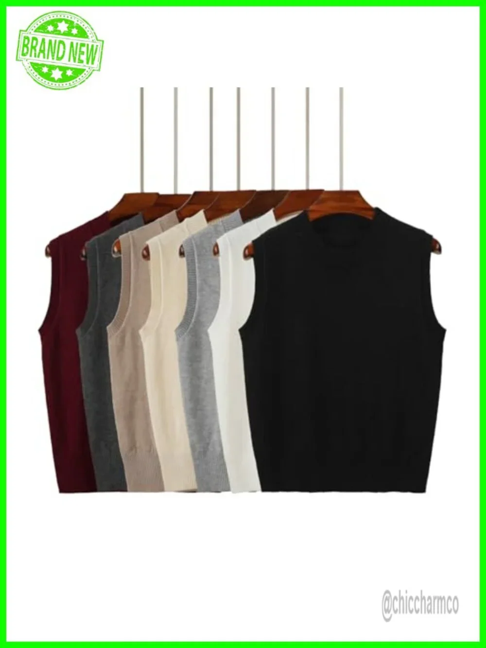 Women's Sleeveless Ribbed Knit Sweater Vest Crew Neck Pullover Tank Top